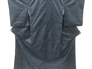 リサイクル　丸に抽象花模様織出し手織り紬着物